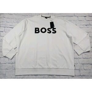 HUGO BOSS MENS SIZE 4XL White Soleri Oversize Fit Sweatshirt Logo